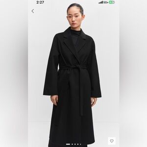 Mango Black Belted Coat